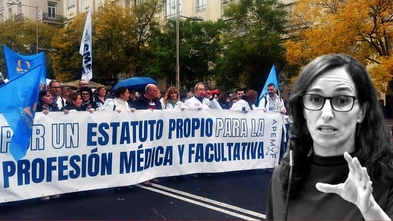 Montaje-con-foto-de-manifestacion-de-medicos-y-Monica-Garcia