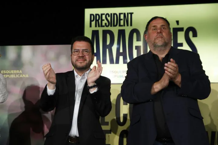 pere-aragones-y-oriol-junqueras-en-un-mitin-de-la-campana-electoral-catalana