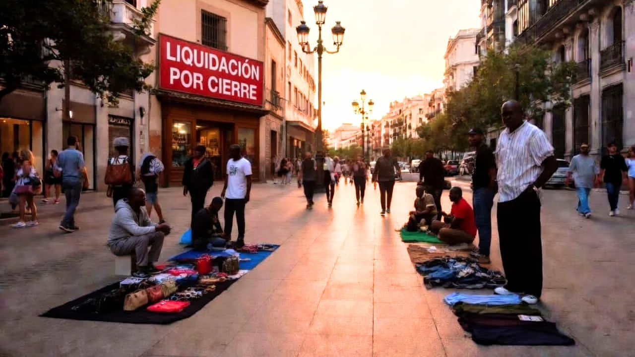 Imagen-de-IA-de-manteros-y-de-un-pequeno-comercio-arruinado