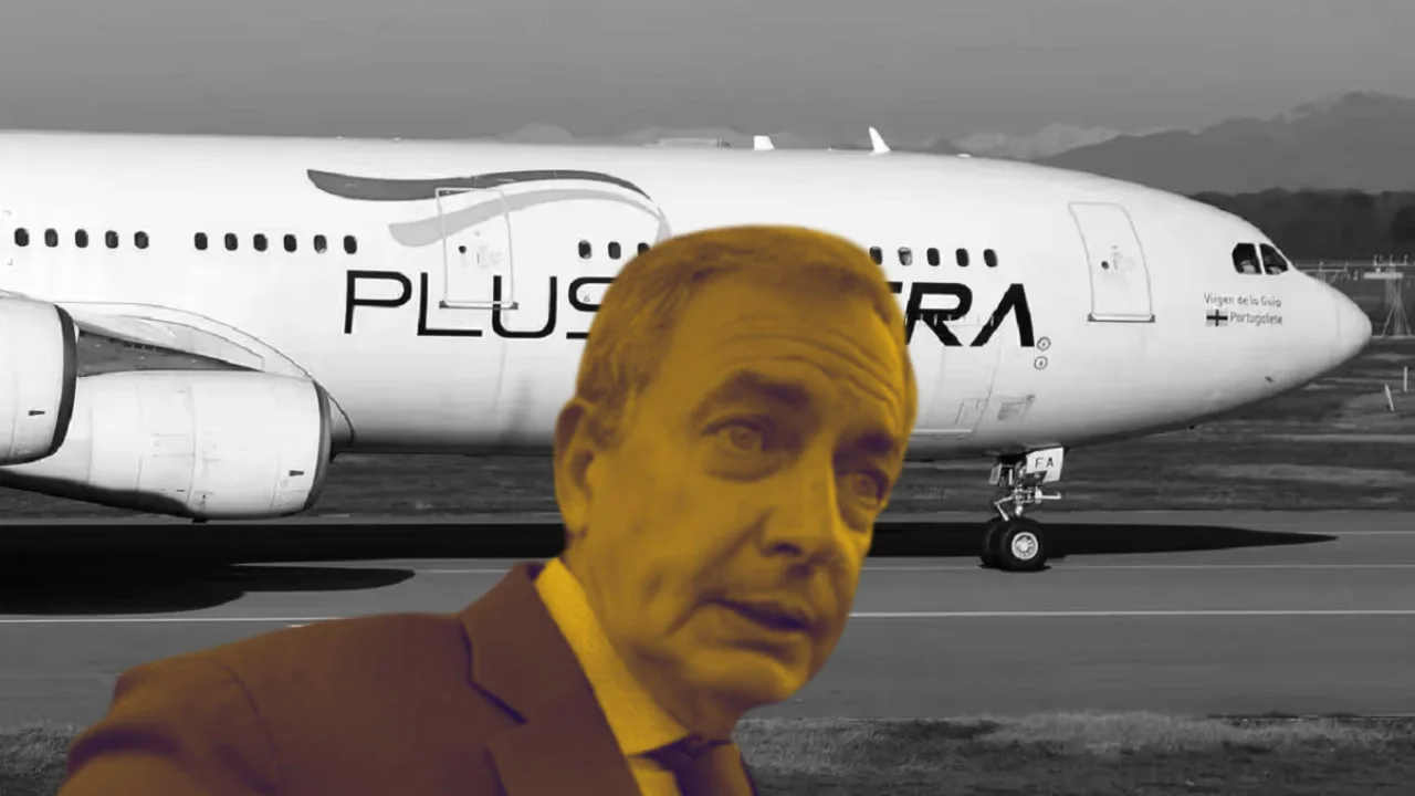 Montaje-con-foto-de-Rodriguez-Zapatero-inquieto-y-avion-de-Plus-Ultra